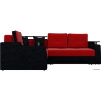 Угловой диван Лига диванов Комфорт 27929 (левый, микровельвет, красный/черный)