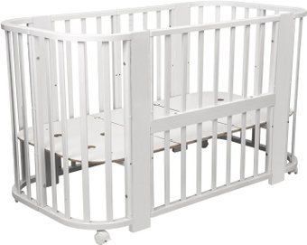 Кроватка-трансформер Indigo Baby Line 5 в 1 с поперечным маятником (белый)