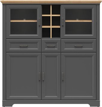 Шкаф-витрина Black Red White Jasmin REG2W3D3S (графит/дуб артизан)