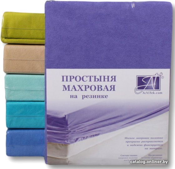 Простыня Альвитек Махровая на резинке 200x200x20 ПМР-ФА-200 (фиолетовая астра)