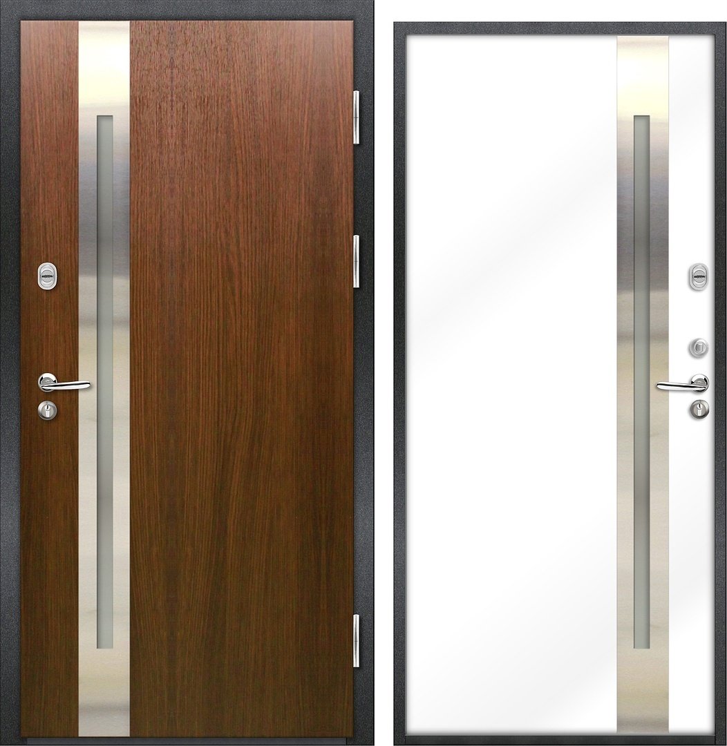 

Металлическая дверь NORD DOORS Норд 70 НС-18Н21Ч32-П (правый, каштан/белый)