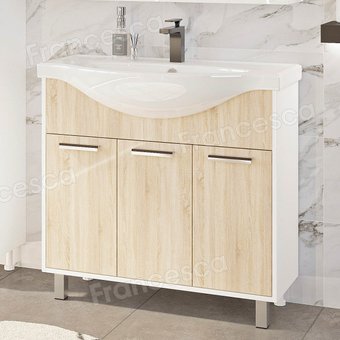Francesca Тумба Eco 90 с умывальником Classic 90 (дуб/белый)