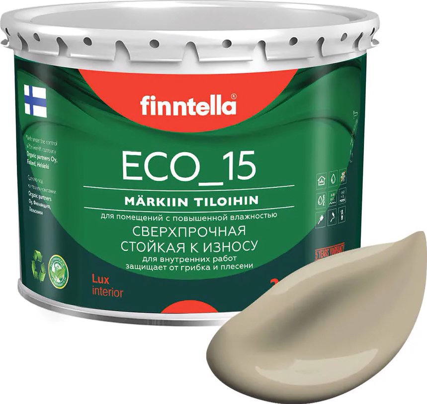 

Краска Finntella Eco 15 Vuori F-10-1-3-FL088 2.7 л (бежевый хаки)