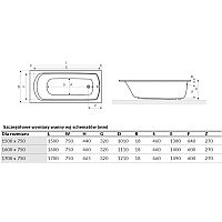 Ванна Excellent Lamia Slim 170x75 с ножками