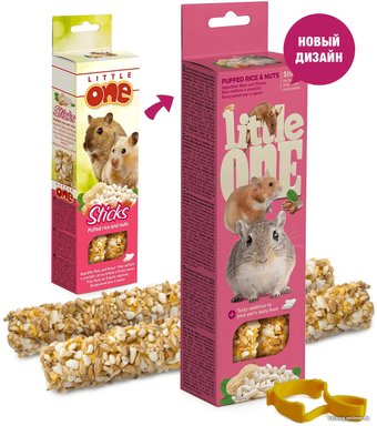 Лакомство для грызунов Little One Палочки с воздушным рисом и орехами 2х55 г