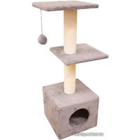 Комплекс Cat House с двумя полками 1.0 (хлопок бежевый)