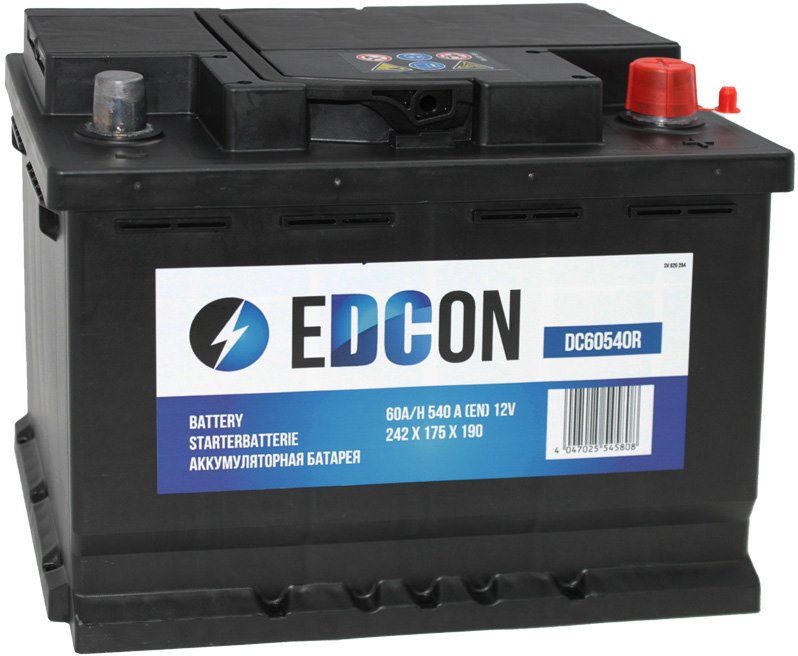 

Автомобильный аккумулятор EDCON DC60540R (60 А·ч)