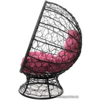 Кресло M-Group Кокос на подставке 11590408 (черный ротанг/розовая подушка)
