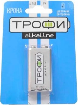 

Батарейка Трофи Alkaline 9V 6LR61-1BL