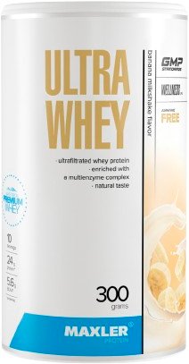 

Протеин сывороточный (концентрат) Maxler Ultra Whey (банановый милкшейк, 300г)