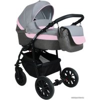 Универсальная коляска Alis Alvaro F (3 в 1, Al 03 темно-серый/светло-серый/розовая кожа)