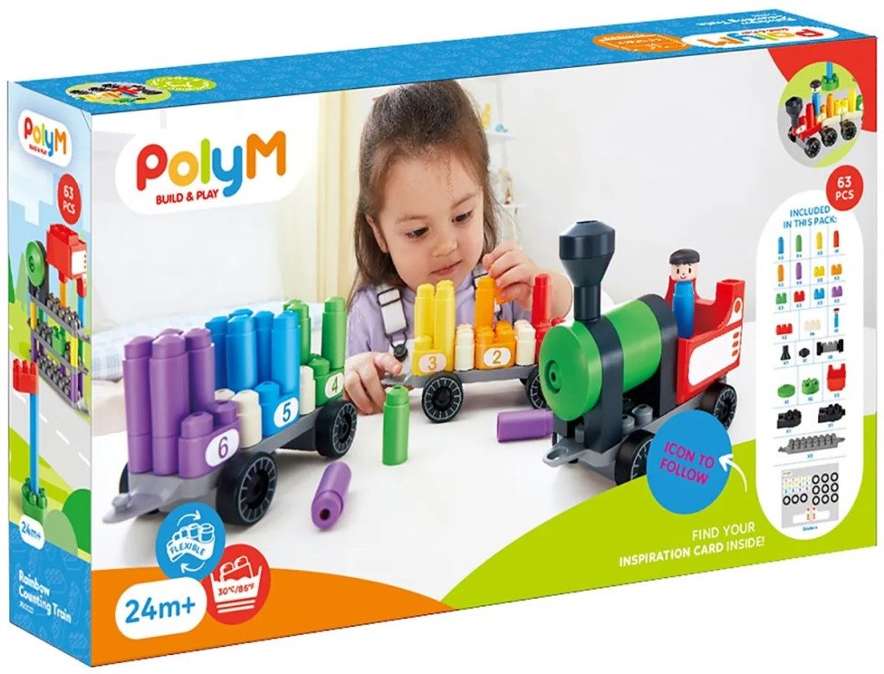 Конструктор PolyM Радужный поезд 760022_HP (63эл)