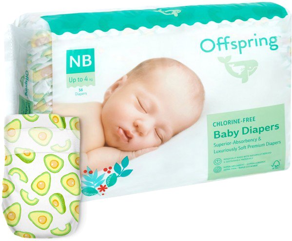 

Подгузники Offspring NB 2-4 кг Авокадо (56 шт)