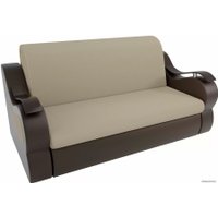 Диван Лига диванов Меркурий 100353 100 см (рогожка бежевый/экокожа коричневый)