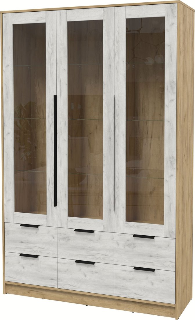 

Шкаф-витрина Интерлиния Концепт КТ-ШВ3 (дуб белый/дуб золотой)