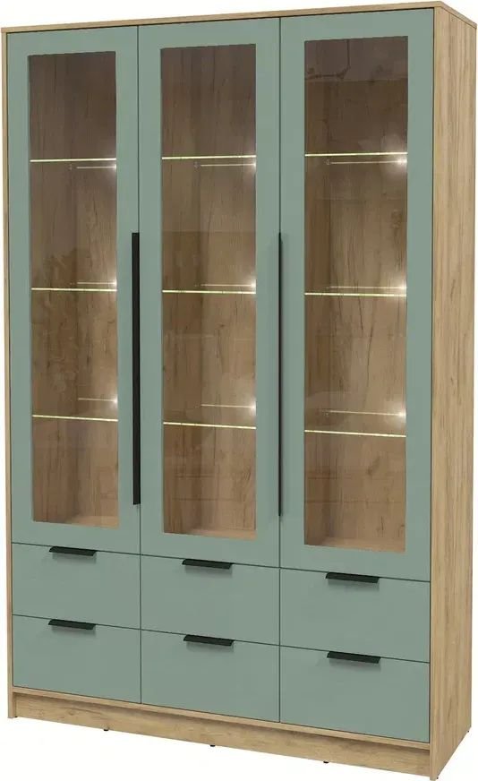 

Шкаф-витрина Интерлиния Концепт КТ-ШВ3 с подсветкой Глосс (дуб золотой/мята)