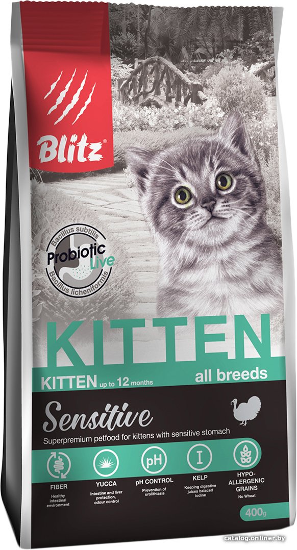 Сухой корм для кошек Blitz Sensitive Kitten All Breeds (для котят с индейкой) 400 г