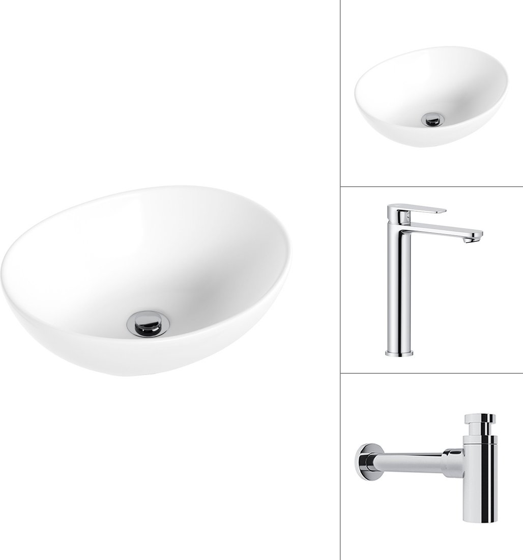 Умывальник Lauter 21652 + Moon 21СK81691C с сифоном 21635CH (хром)