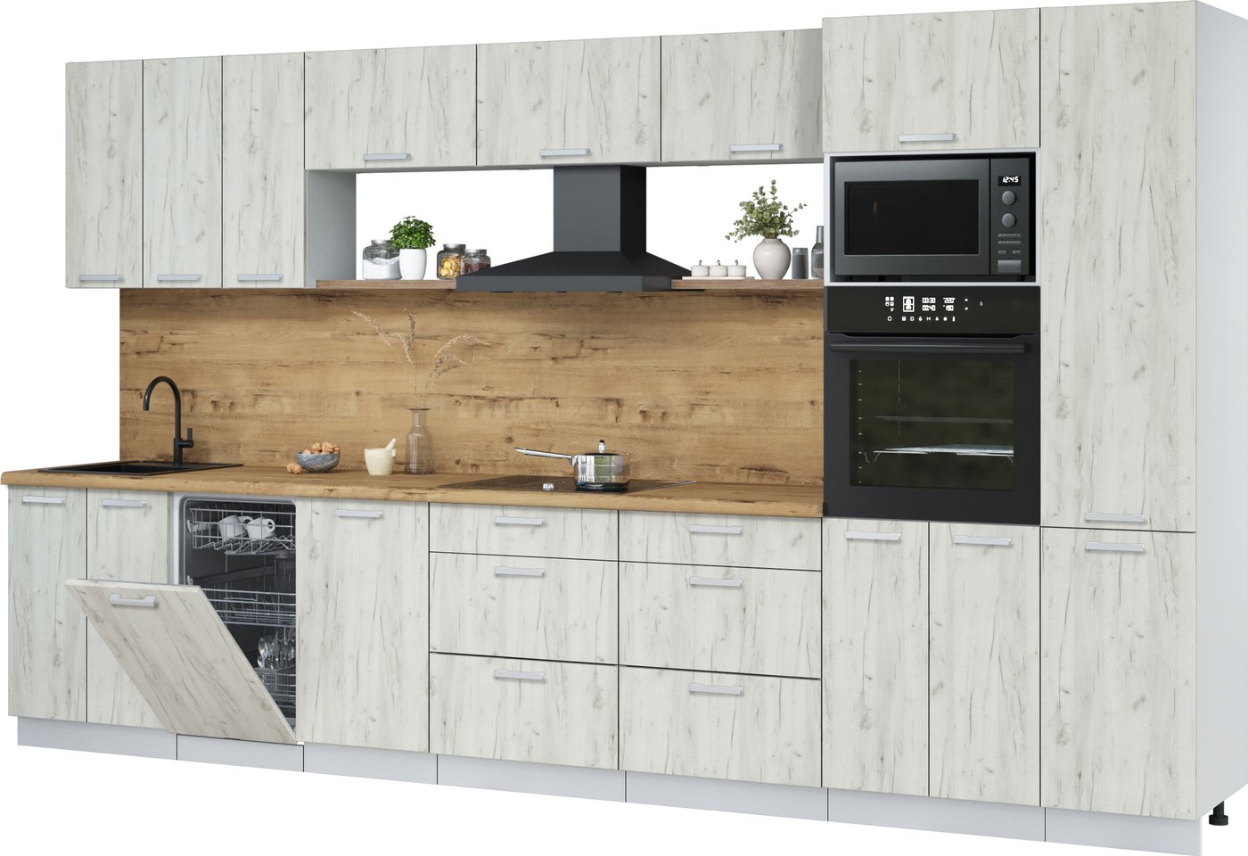 

Готовая кухня Интерлиния Мила Лайт 3.7-ПМ3 (дуб белый/дуб белый/дуб бунратти)