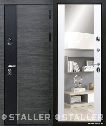 Металлическая дверь Сталлер Стило 205x96L (венге серый/аляска)