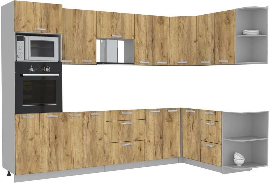 

Готовая кухня Интерлиния Мила Лайт 1.68x3.0 правая без столешницы (дуб золотой)