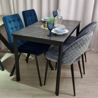 Кухонный стол Виста Аxен-2 70x110/160 (мрамор черный/муар черный)