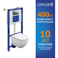 Унитаз подвесной Cersanit Brasko Smart DPL EO Slim + Aqua 50 Prime P 69319 (с кнопкой Accento Circle хром глянцевый)