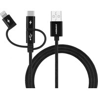 Кабель Momax DX1D OneLink 3-in-1 USB Type-A - Lightning/microUSB/USB Type-C (1 м, черный)
