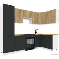 Готовая кухня ВерсоМебель Эко-2 1.4x2.7 правая (дуб крафт золотой/антрацит/ст.золотистый дуб)