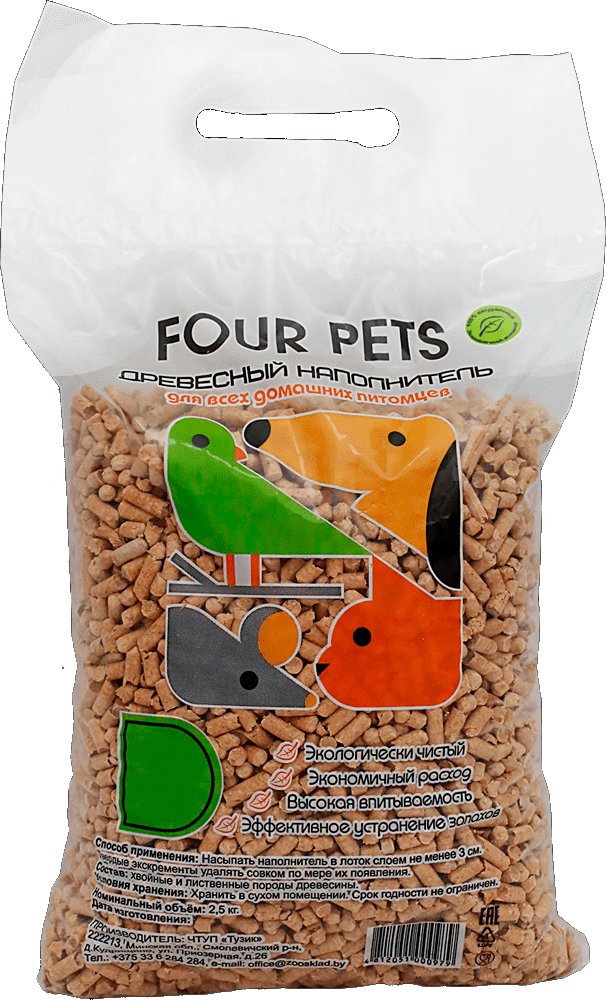 

Наполнитель для туалета Four Pets древесный 15 л