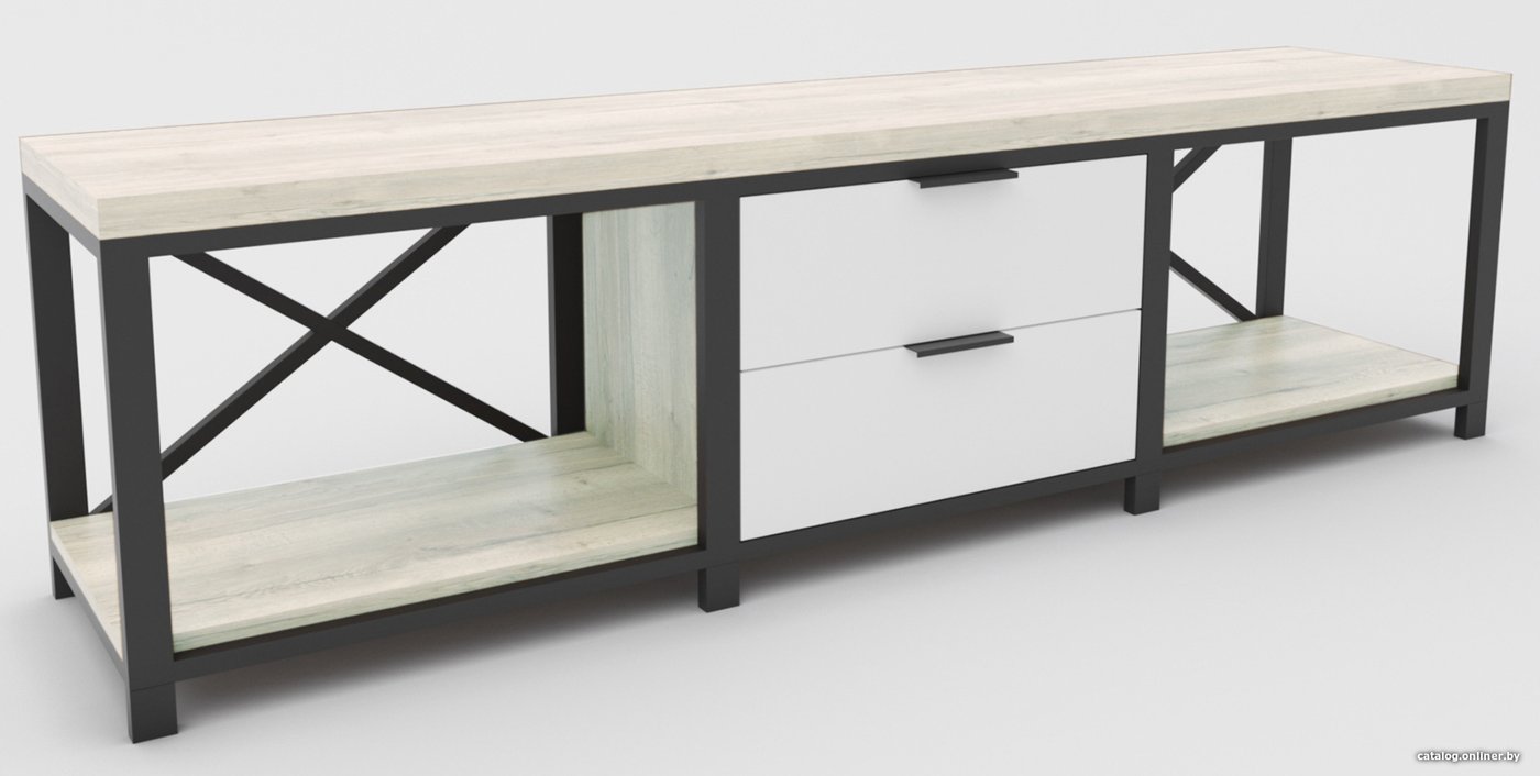 Тумба Hype Mebel Хельга 120x40 (черный-древесина белая)