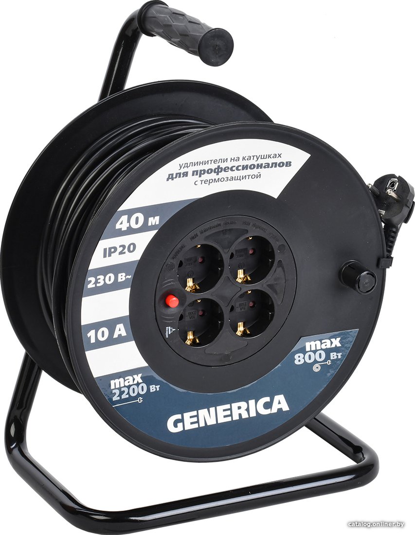 

Удлинитель на катушке Generica УК40 WKP10-10-04-40-G (40 м, черный)