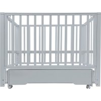 Классическая детская кроватка Indigo Norden универсальный маятник+колеса, ящик (массив березы, серый)