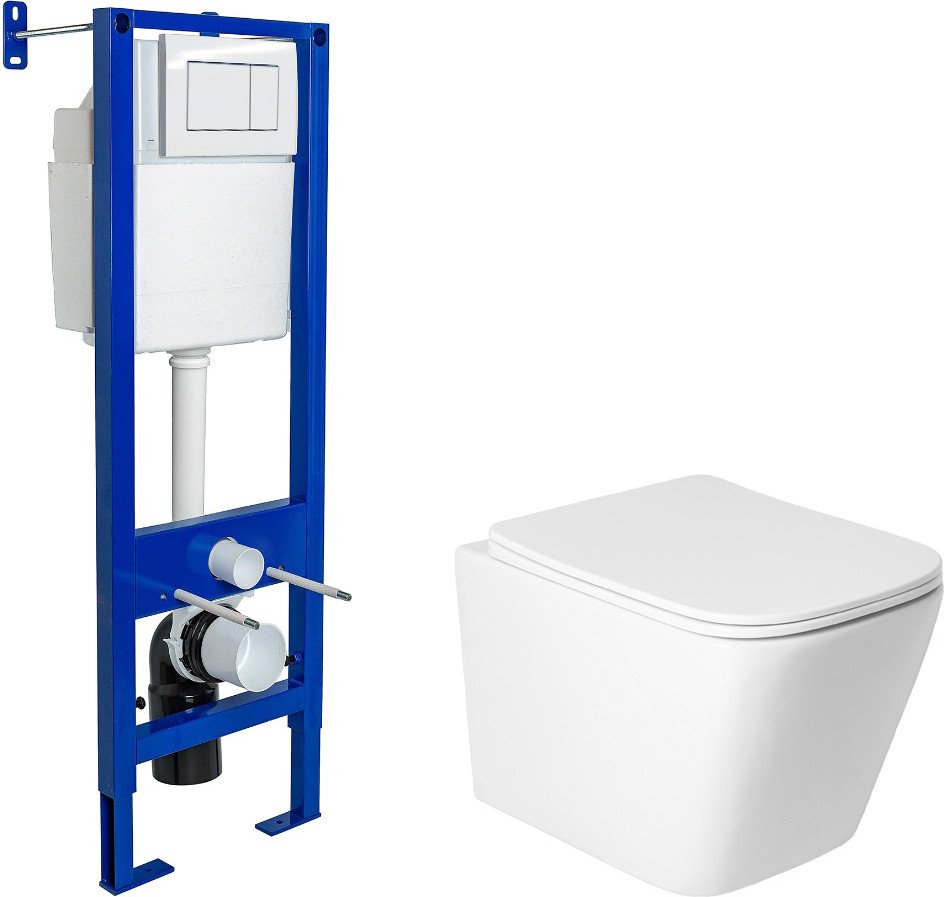 

Унитаз подвесной Saniteco KW-9004WS + Berges АТОМ 410 040333 (с кнопкой)