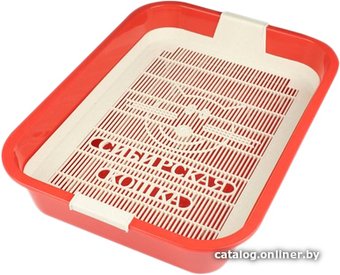 Туалет-лоток Сибирская кошка с сеткой, высокие ножки (малиновый)