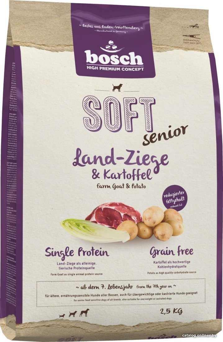 Полувлажный Bosch Soft Senior Land-Ziege & Kartoffel (Коза с Картофелем) 2.5 кг