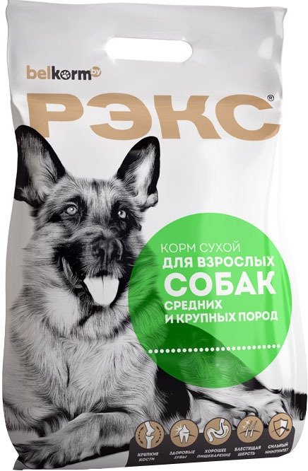 

Сухой корм для собак Рэкс Для средних и крупных пород старше года 15 кг