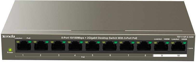 

Неуправляемый коммутатор Tenda TEF1110P-8-102W