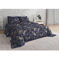 1.5-спальный комплект постельного белья Уют Золотое дерево 1.5-спальный (темно-синий/цветной принт)