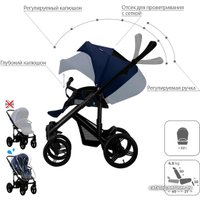 Универсальная коляска BEBETTO Magnum (3 в 1, 208, черная рама)
