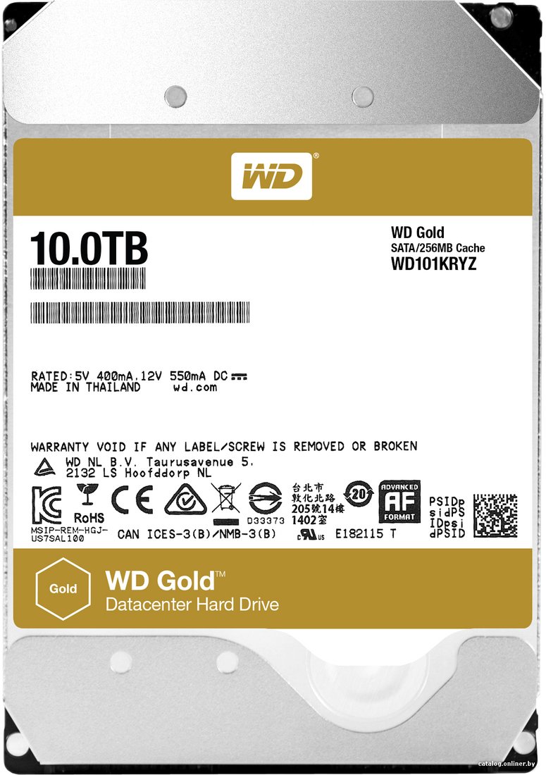 

Жесткий диск WD Gold 10TB [WD101KRYZ]