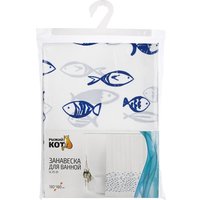 Шторка-занавеска для ванны Рыжий кот Рыбы половина SC-PE-01 108995