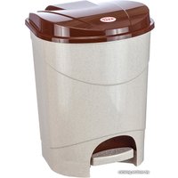 Мусорное ведро Idea с педалью 11 л (бежевый мрамор/коричневый)