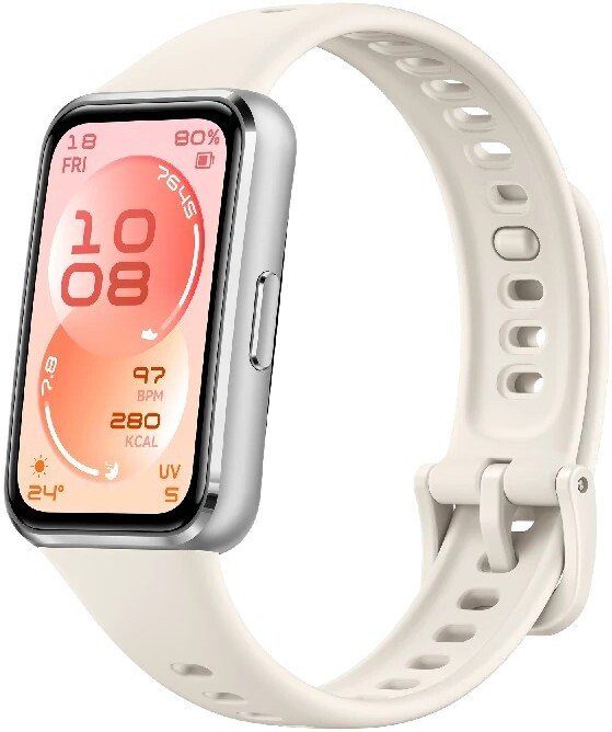 Фитнес-браслет Huawei Band 11 (серебристый алюминиевый корпус, с белым силиконовым ремешком, международная версия)