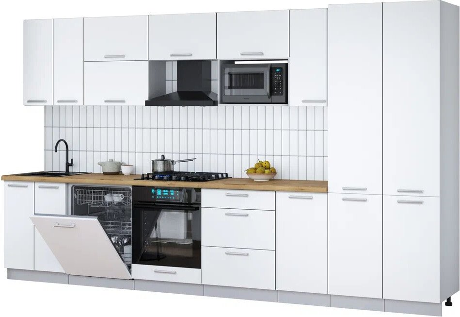 

Готовая кухня Интерлиния Мила Gloss 3.6-ПМ2 (белый/белый/дуб бунратти)