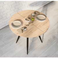 Кухонный стол ВВР Элип (дуб крафт золотой/черный конус, ЛДСП) в Бресте