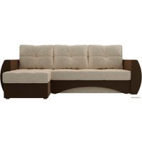 Угловой диван Лига диванов Сатурн 101053 (левый, микровельвет, бежевый/коричневый)