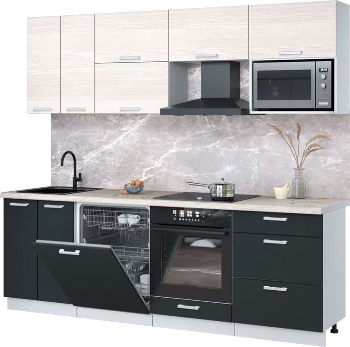 

Готовая кухня Интерлиния Мила Лайт 2.4-ПМ2 (вудлайн кремовый/антрацит/бискайская сосна)