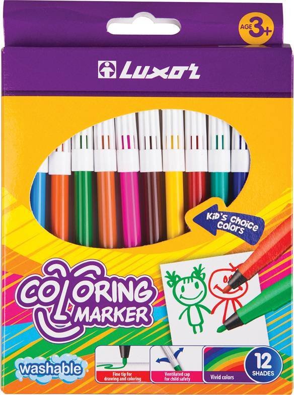 

Фломастеры Luxor Coloring 6101/12 BOX (12цв)