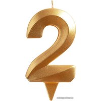 Свеча для торта Мультидом Грань Цифра 2 МС5-12 (золото)